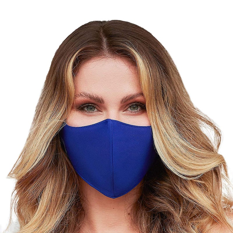 MASK BY DESIGN Washable Face Mask with Adjustable Ear Loops & Nose Wire - 3 Layers, Made in USA (Solid Royal Blue) - Image 2